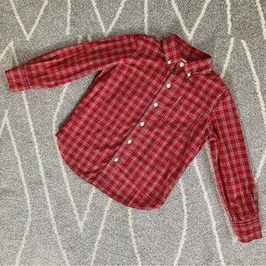 Gap Kids Red Button Down Plaid Shirt Boys Size S (6-7)